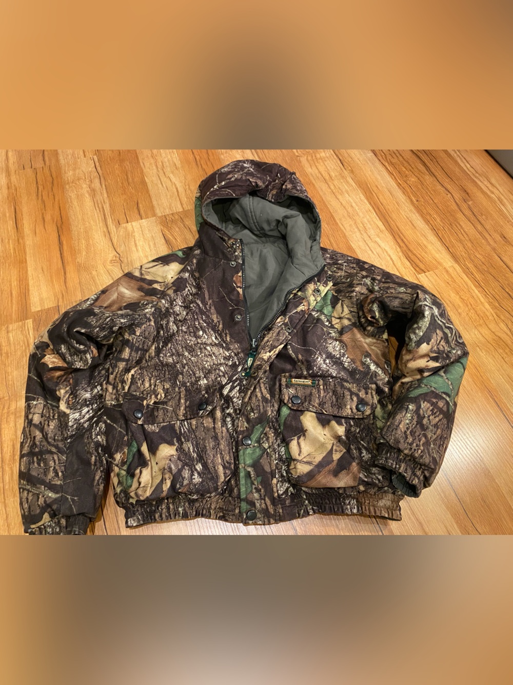 Remington Mossy Oak Camouflage Hooded Hunting Jacket Youth Boys 12/14 Camo Coat